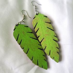 Wooden Leaf Earrings